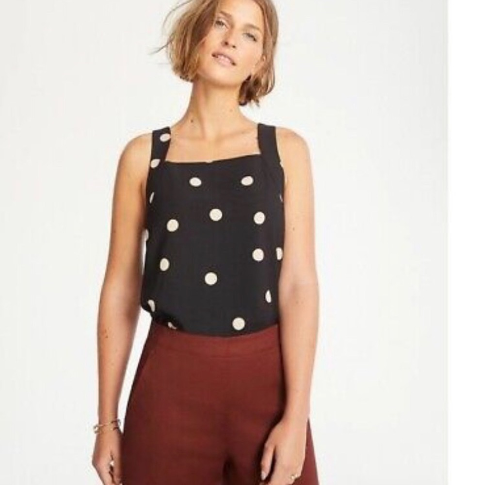 🦄 Ann Taylor Polka Dot Cross Back Top